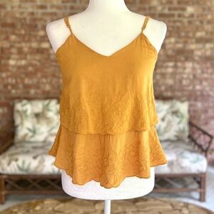 Alya Francesca’s Mustard Yellow Embroidered Tiered Camisole XS